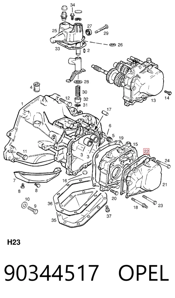 Прокладка задней крышки АКПП/МКПП 90344517 Opel