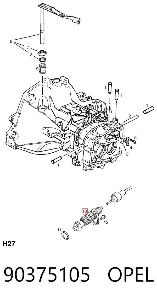 Шестерня спидометра ведомая 90375105 Opel