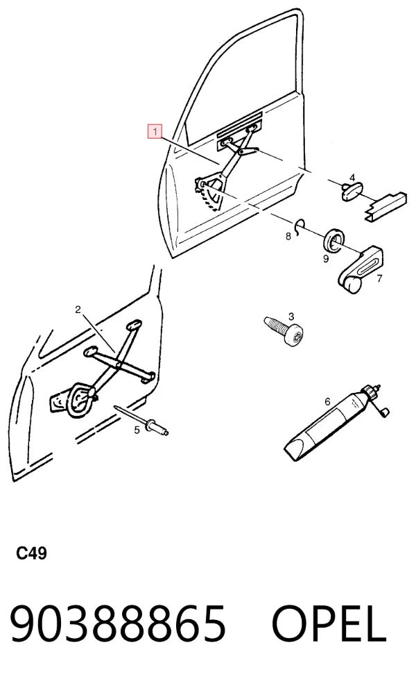 Стеклоподъемник передней левой двери 90388865 Opel