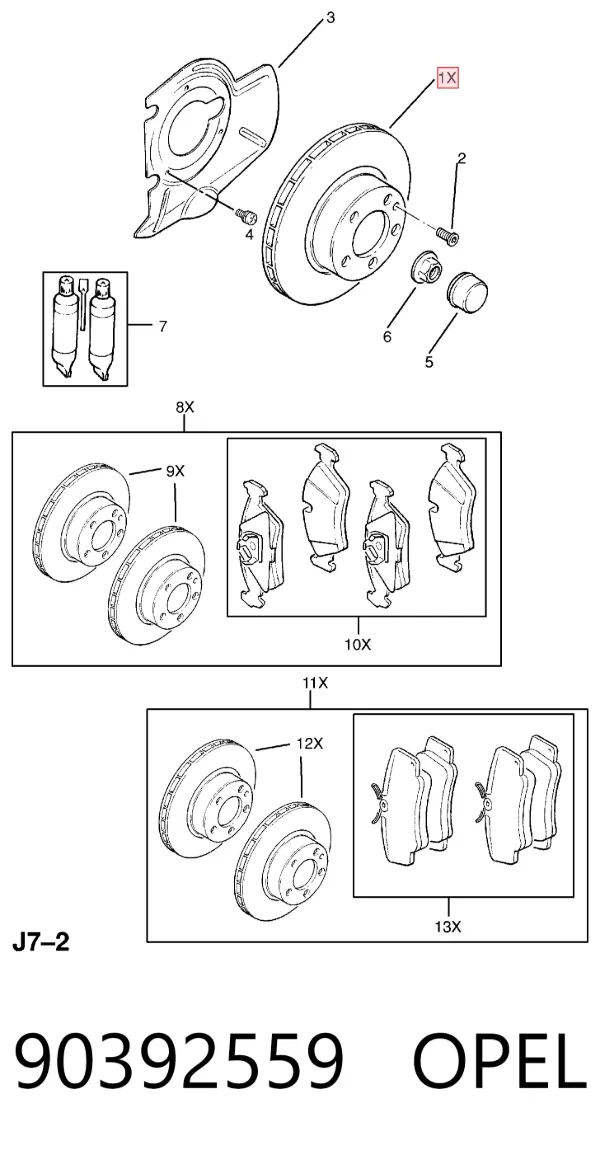 Передние тормозные диски 90392559 Opel