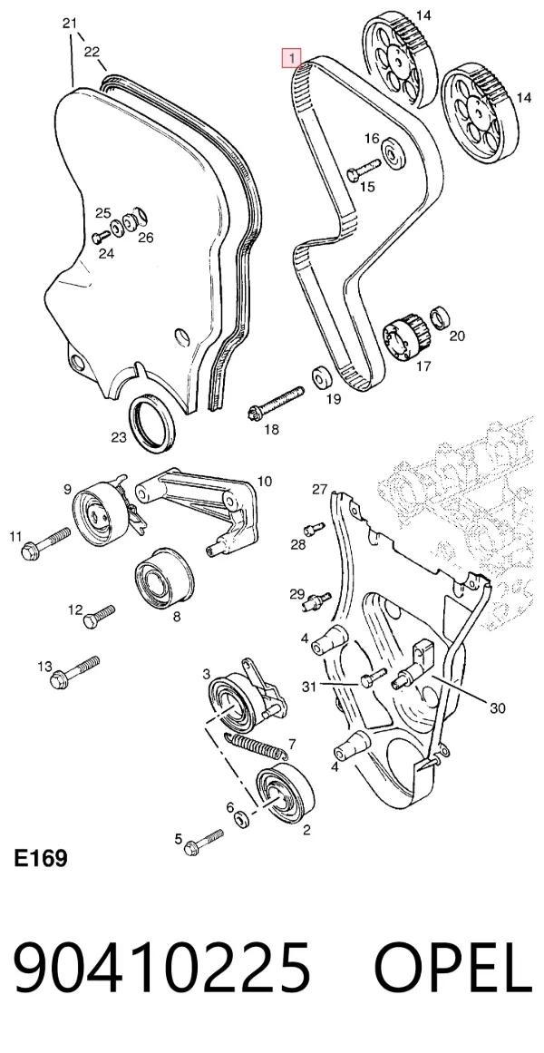 Ремень ГРМ 90410225 Opel