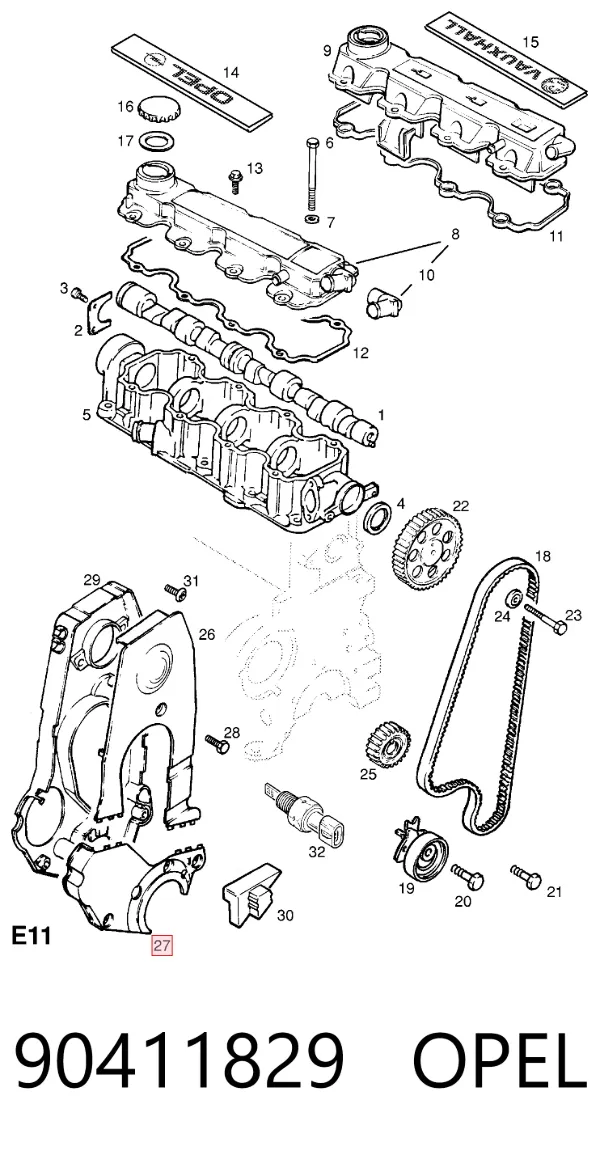 Нижняя защита ремня ГРМ 90411829 Opel