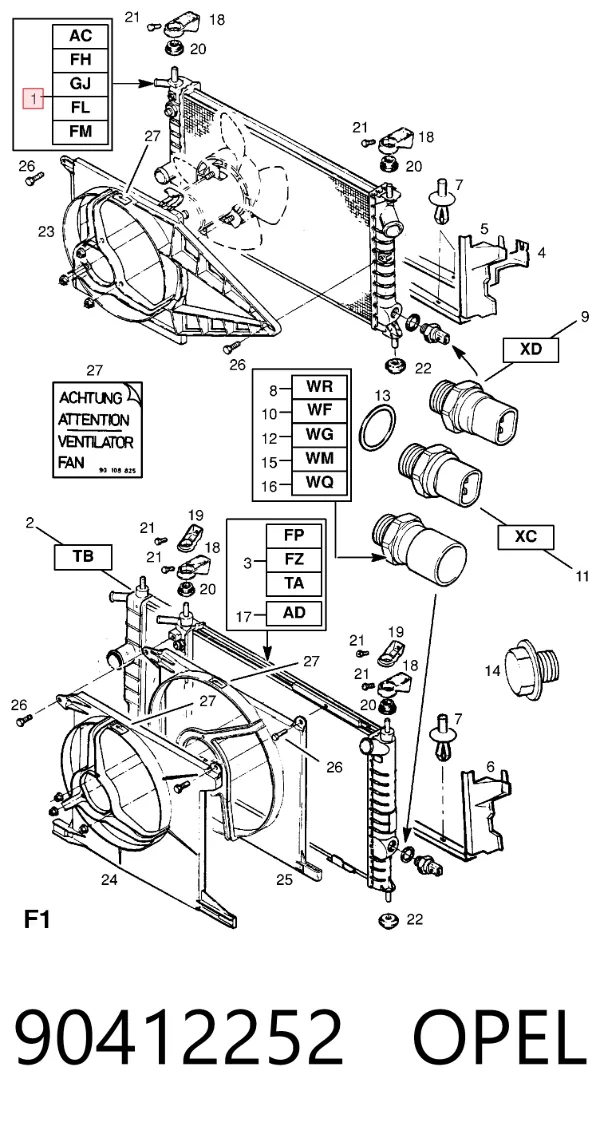 Радиатор 90412252 Opel
