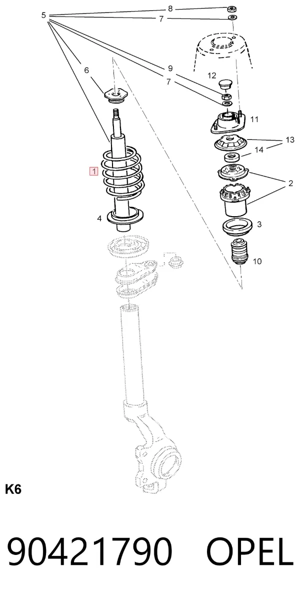 Передняя пружина 90421790 Opel