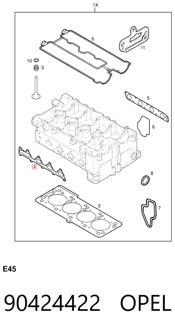 Прокладка коллектора 90424422 Opel