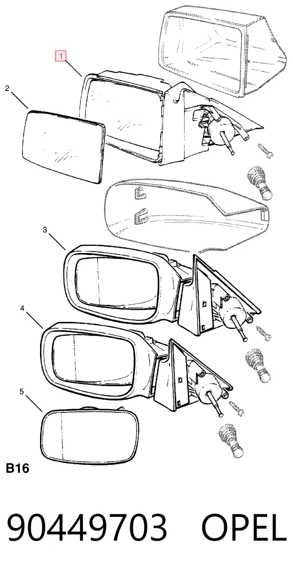 Левое боковое зеркало 90449703 Opel