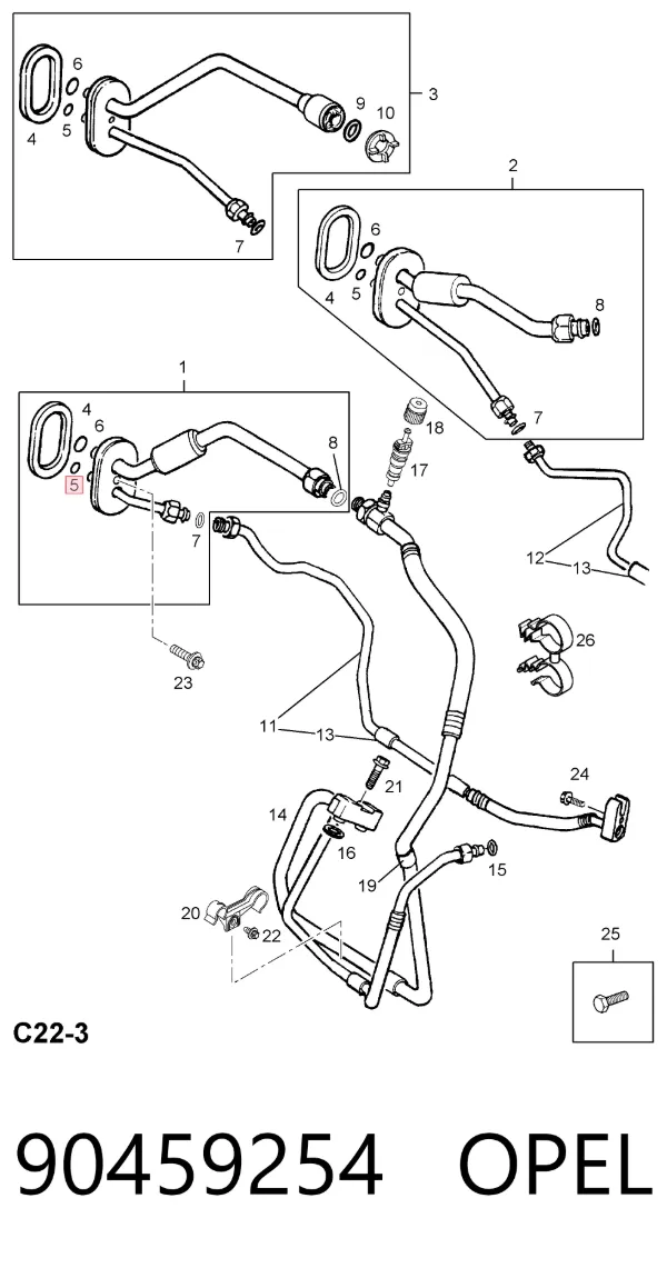 Уплотнительное кольцо трубки кондиционера 90459254 Opel