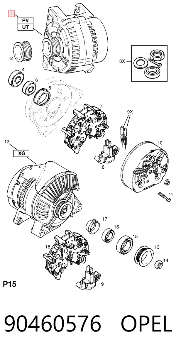 Генератор 90460576 Opel