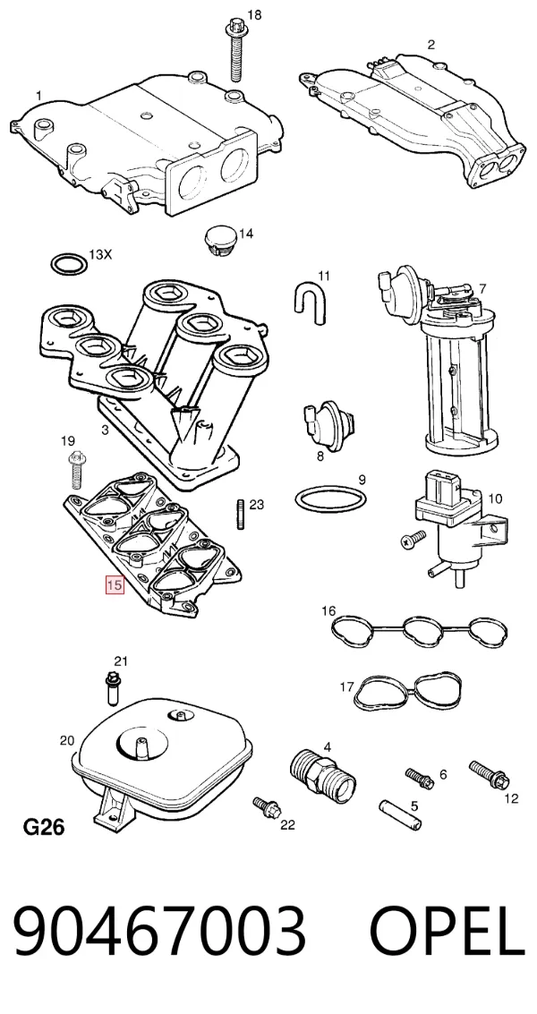 Коллектор впускной нижний 90467003 Opel