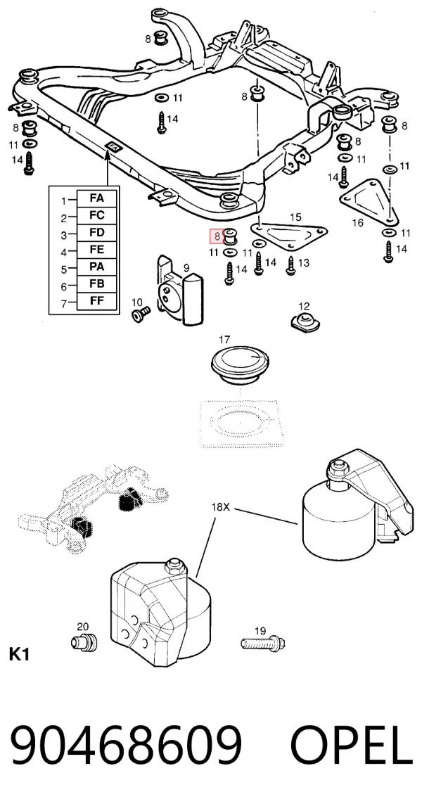 Сайлентблок 90468609 Opel