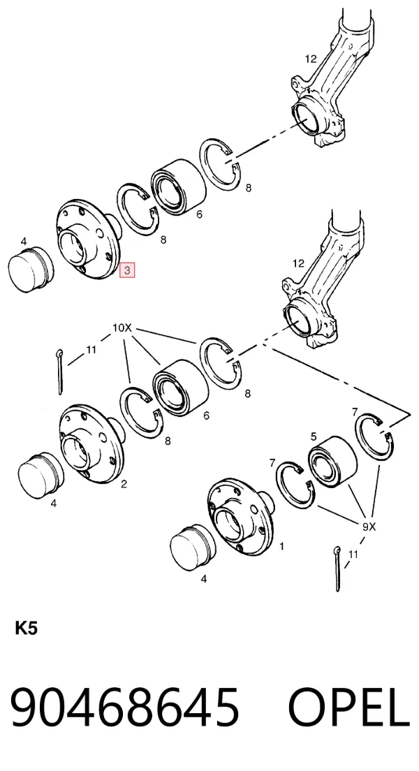 Передняя ступица 90468645 Opel
