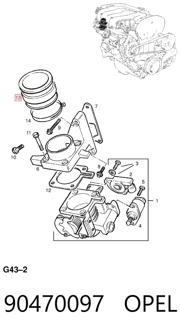 Патрубок дроссельной заслонки 90470097 Opel