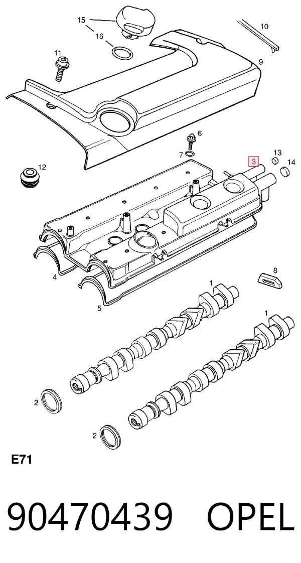 Клапанная крышка 90470439 Opel