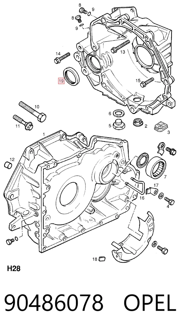 Правый сальник полуоси 90486078 Opel