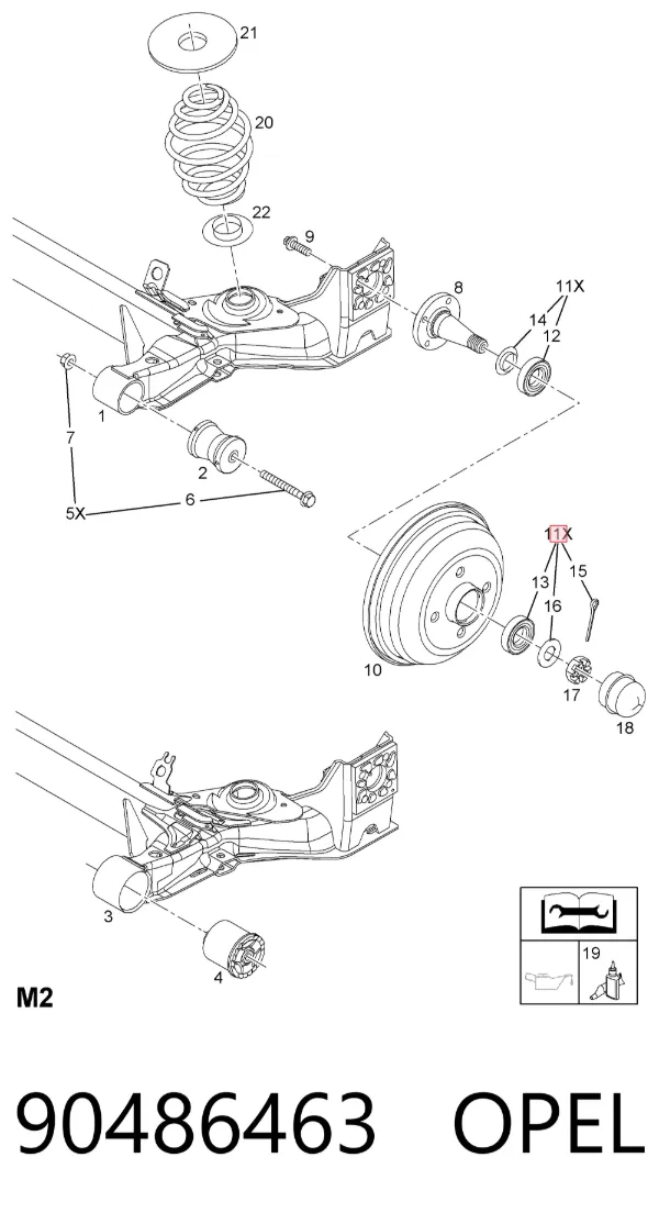 Подшипник ступицы передней/задней 90486463 Opel