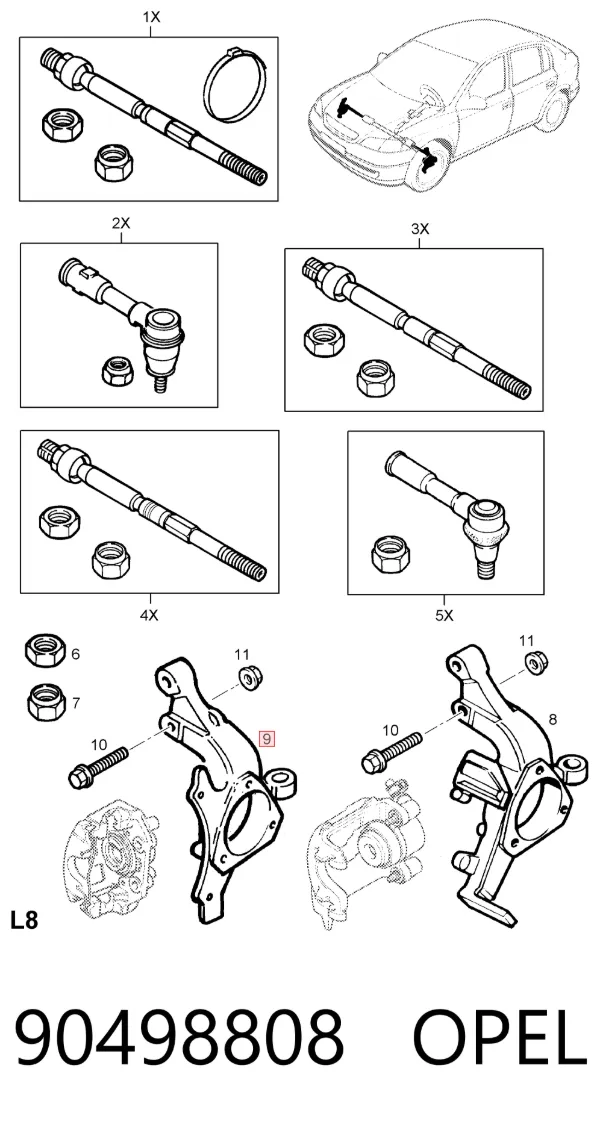 Цапфа передняя левая 90498808 Opel