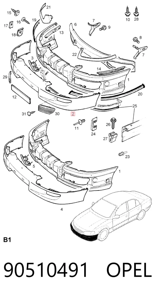Накладка бампера переднего 90510491 Opel