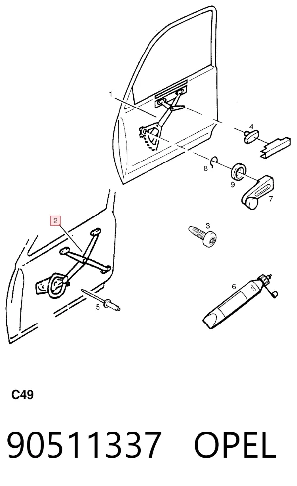 Стеклоподъемник передней правой двери 90511337 Opel