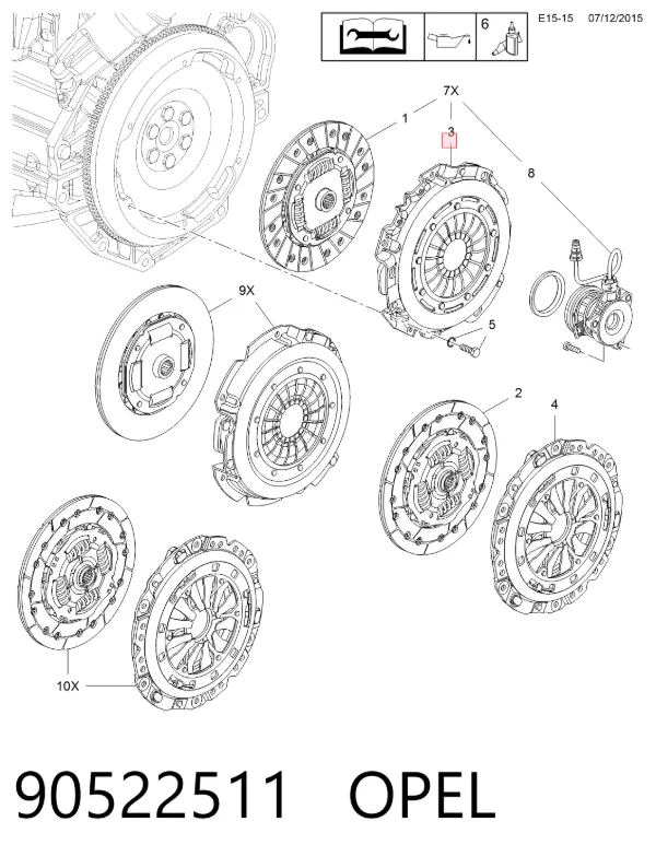 Корзина сцепления 90522511 Opel