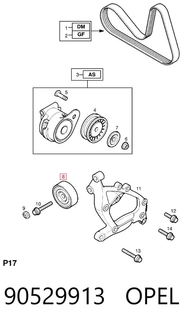 Паразитный ролик 90529913 Opel