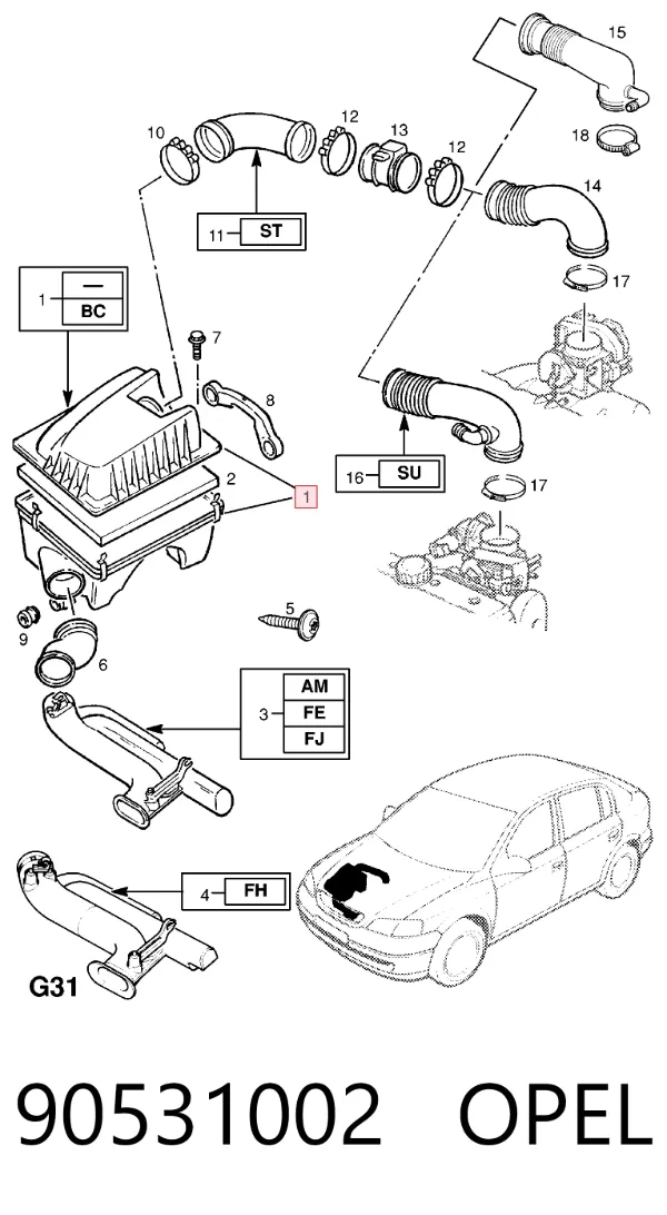 Корпус фильтра 90531002 Opel