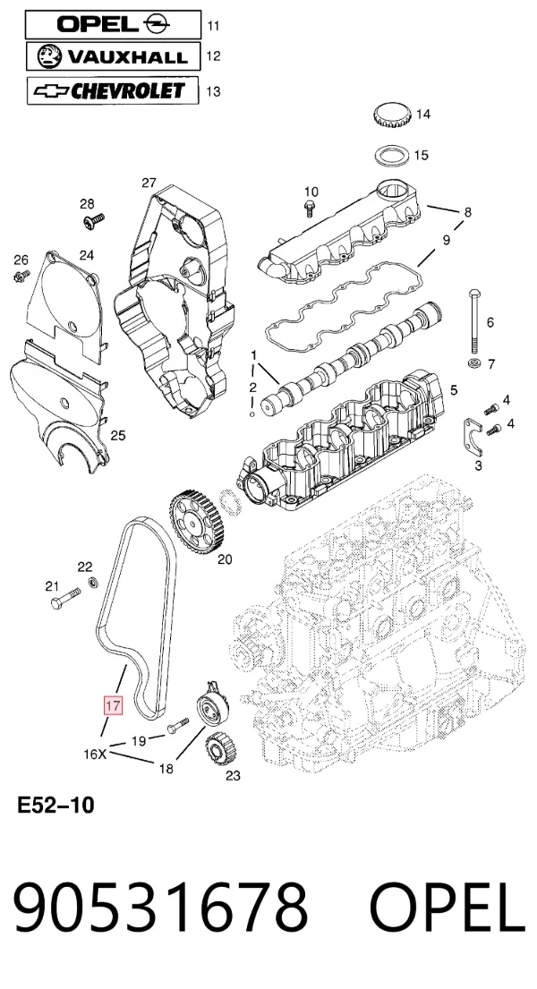 Ремень ГРМ 90531678 Opel