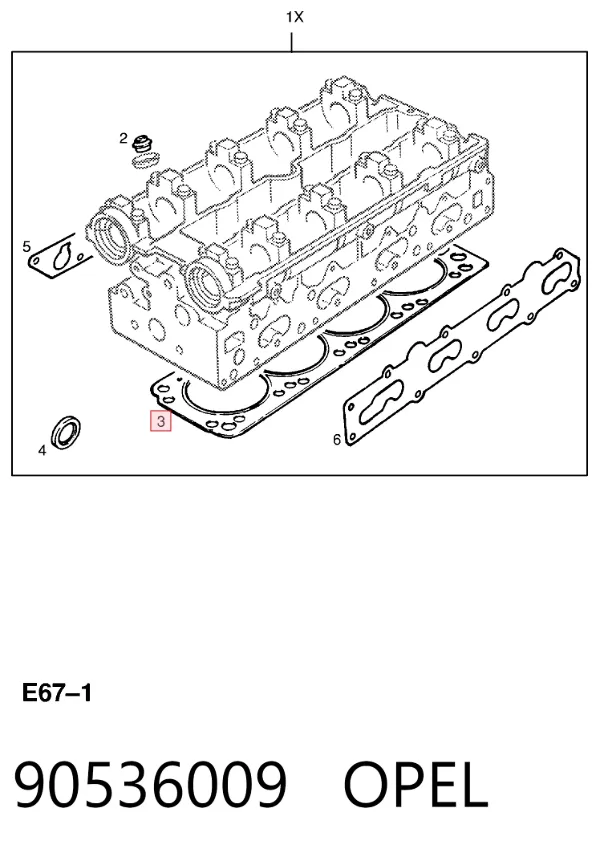 Прокладка ГБЦ 90536009 Opel