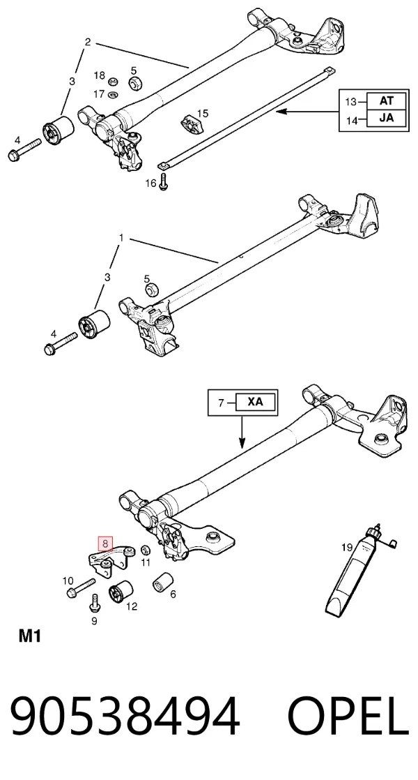 Кронштейн задней балки 90538494 Opel