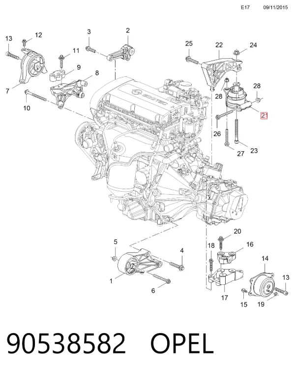 Задняя опора двигателя 90538582 Opel