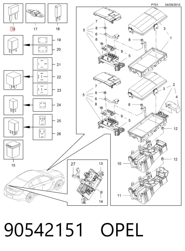 Предохранители 90542151 Opel