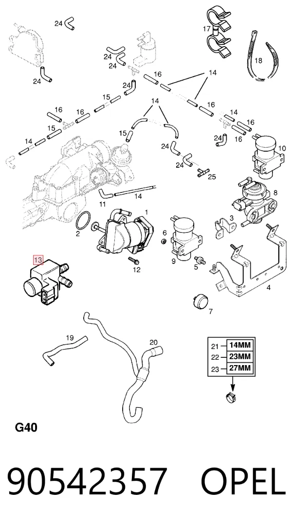 Клапан соленоид регулирования заслонки EGR 90542357 Opel