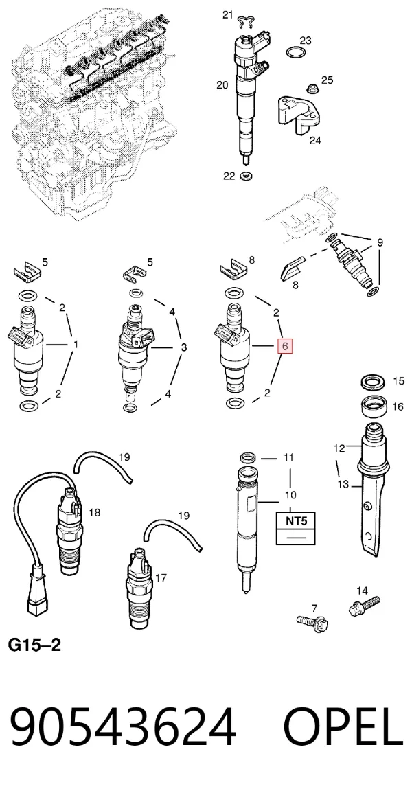 Топливные форсунки 90543624 Opel