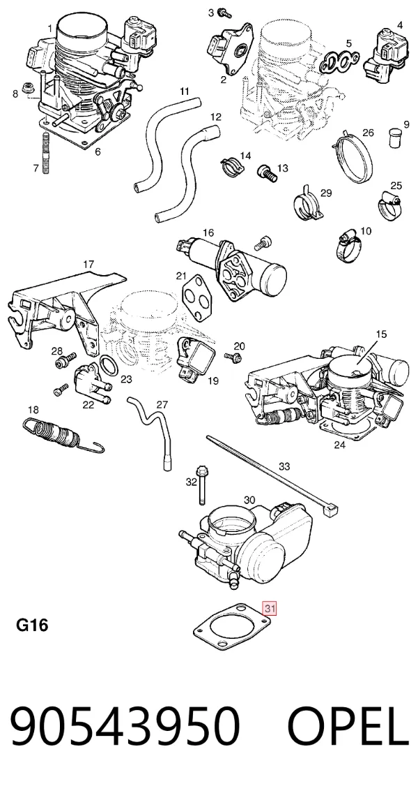 Прокладка дроссельной заслонки 90543950 Opel