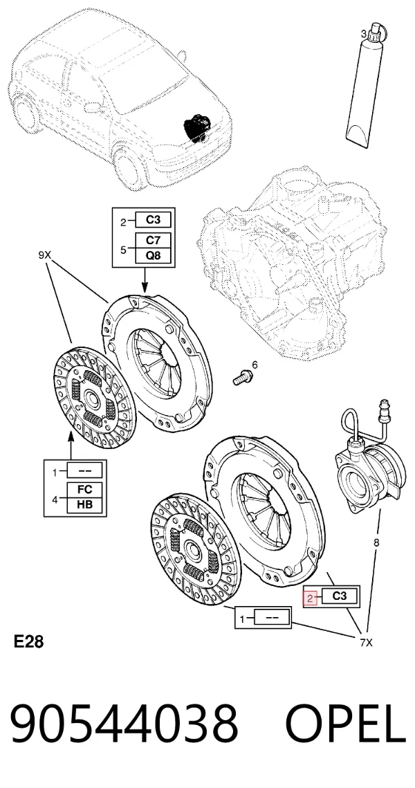 Корзина сцепления 90544038 Opel