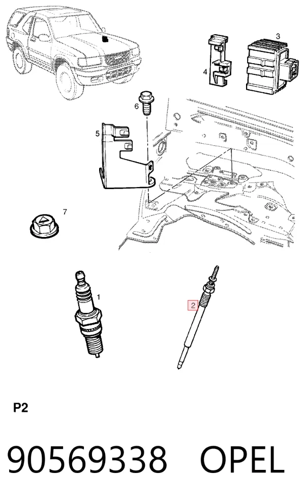 Свечи накала 90569338 Opel