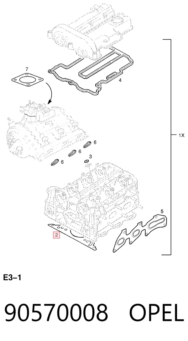 Прокладка ГБЦ 90570008 Opel