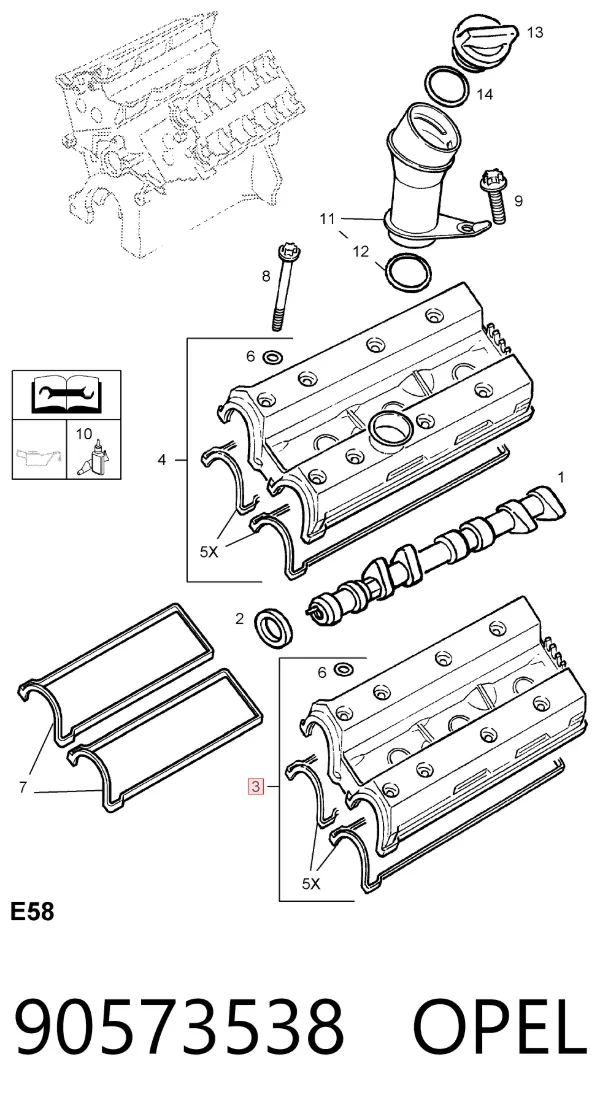 Крышка клапанная правая 90573538 Opel
