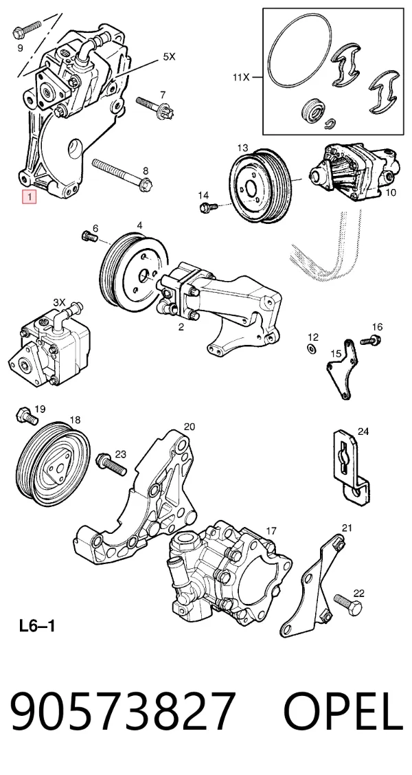 Насос ГУР 90573827 Opel