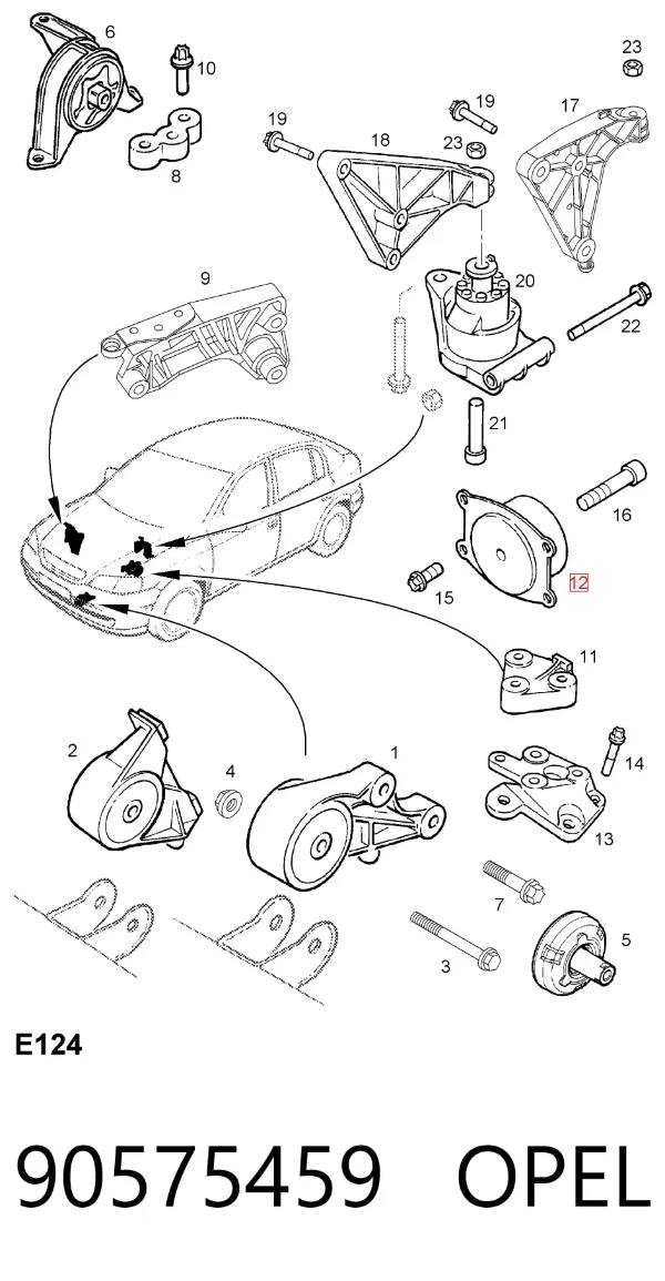 Левая подушка двигателя 90575459 Opel