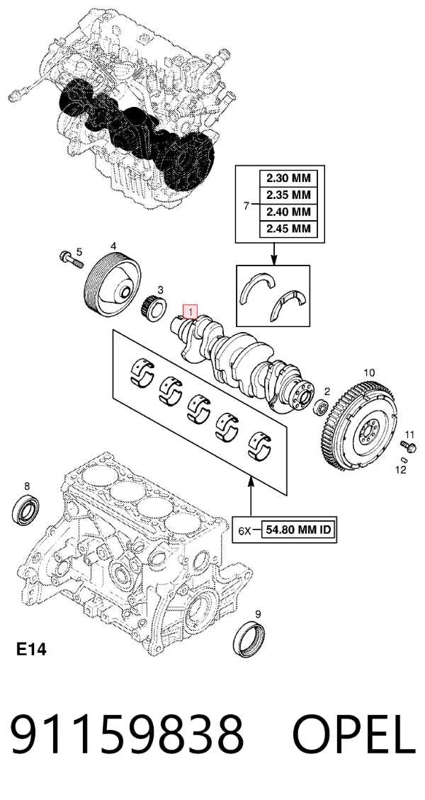 Коленвал 91159838 Opel