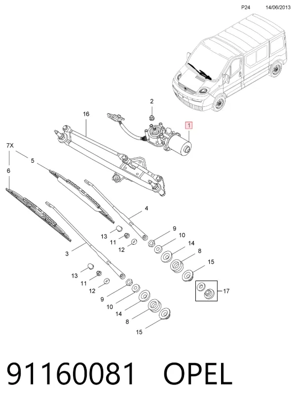 Мотор дворников 91160081 Opel