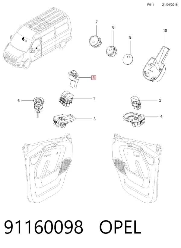 Регулятор зеркал 91160098 Opel