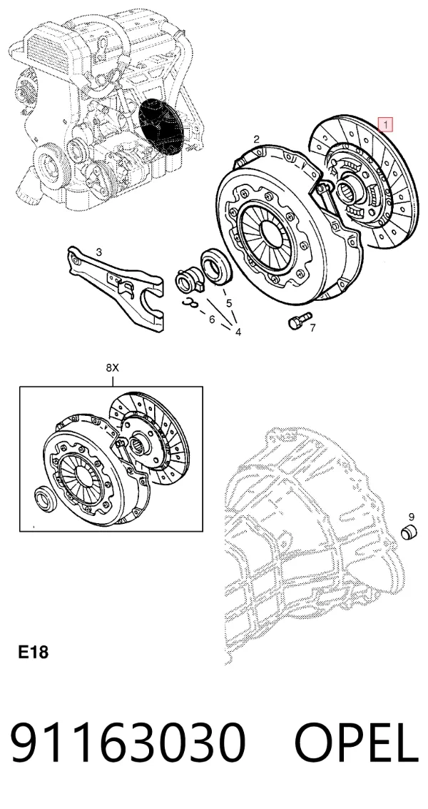 Диск сцепления 91163030 Opel