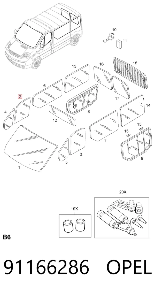 Стекло двери передней правой 91166286 Opel
