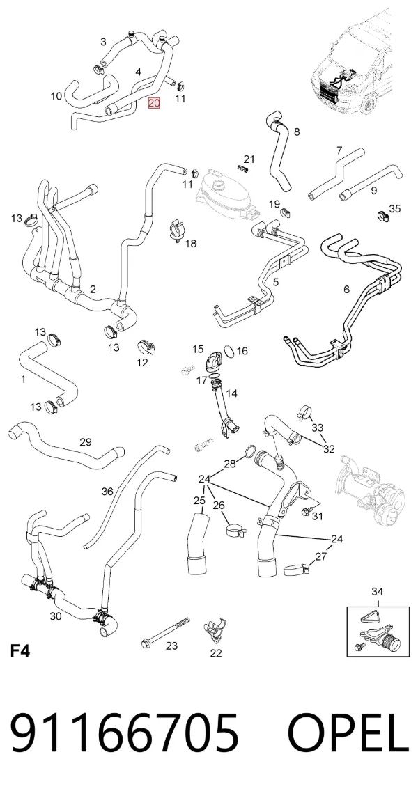 Шланг отопителя обратка 91166705 Opel