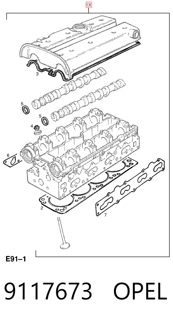 Верхний комплект прокладок двигателя 9117673 Opel