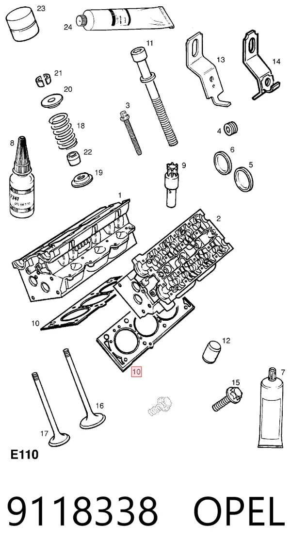 Прокладка ГБЦ 9118338 Opel