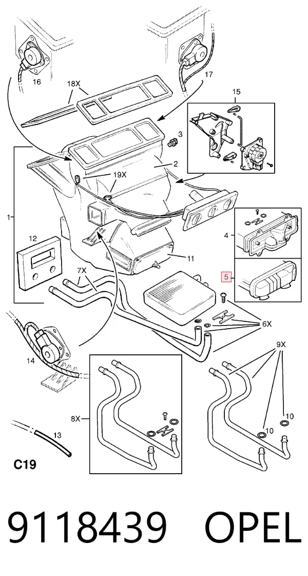 Радиатор печки 9118439 Opel