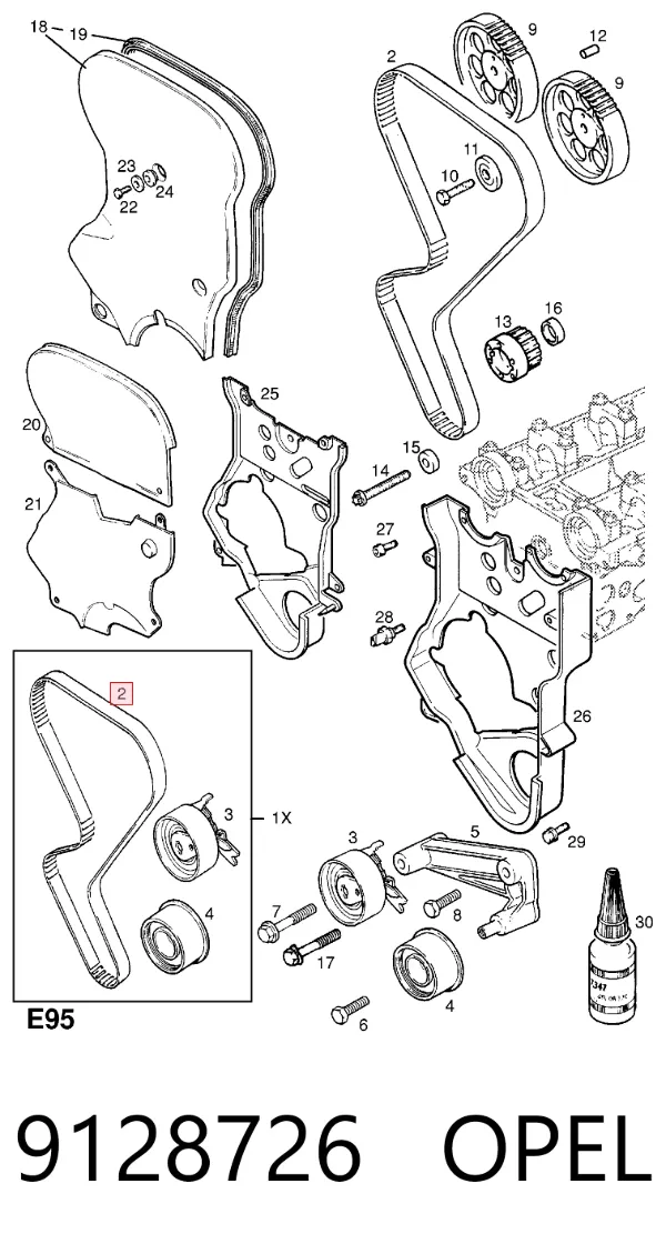 Комплект ГРМ 9128726 Opel
