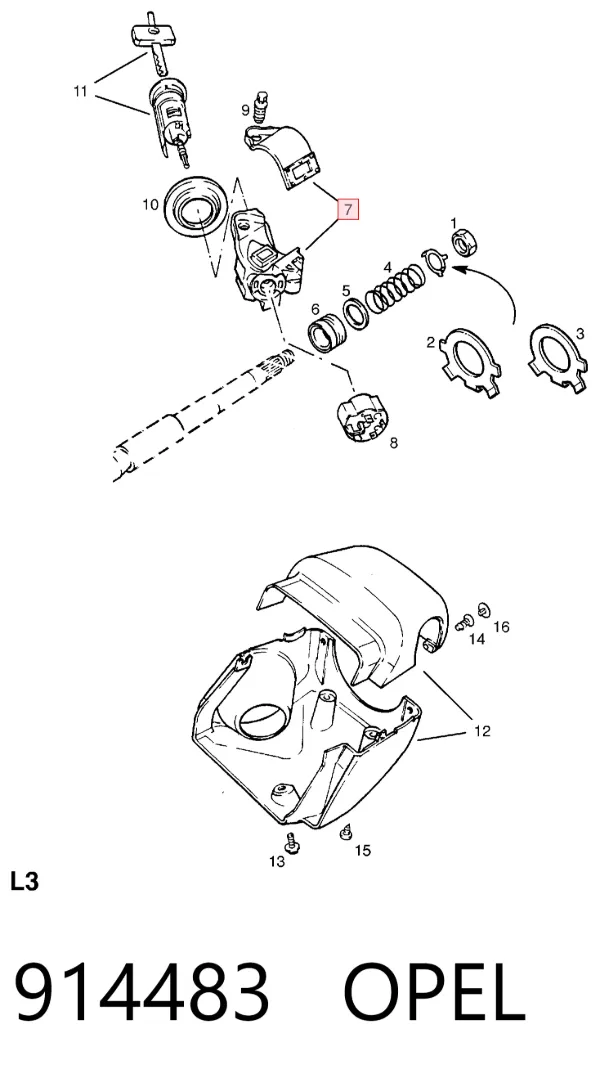 Корпус замка зажигания 914483 Opel